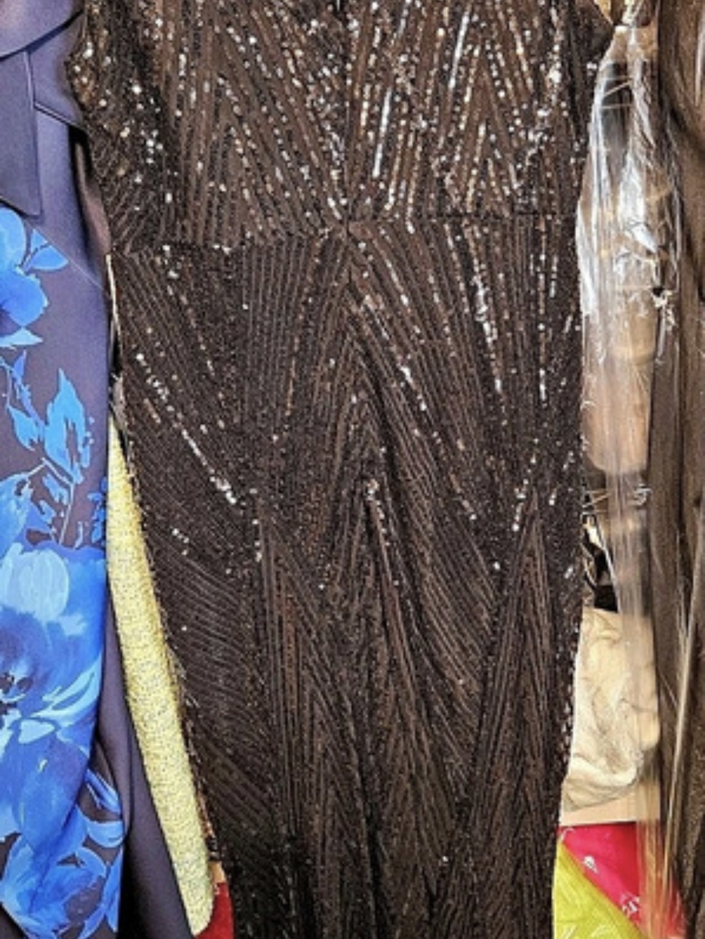 SMALL 4-6 Black Sequin Maxi Dress